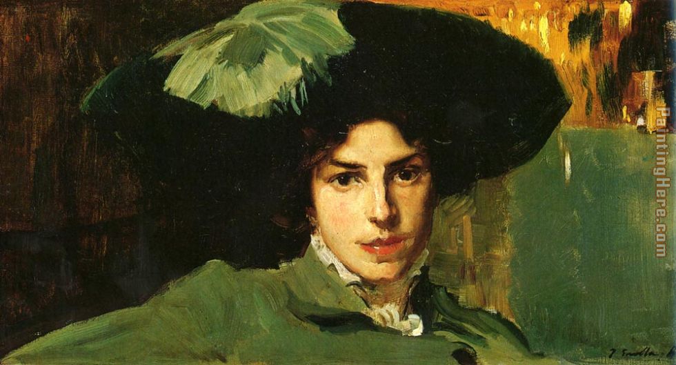 Maria with Hat painting - Joaquin Sorolla y Bastida Maria with Hat art painting